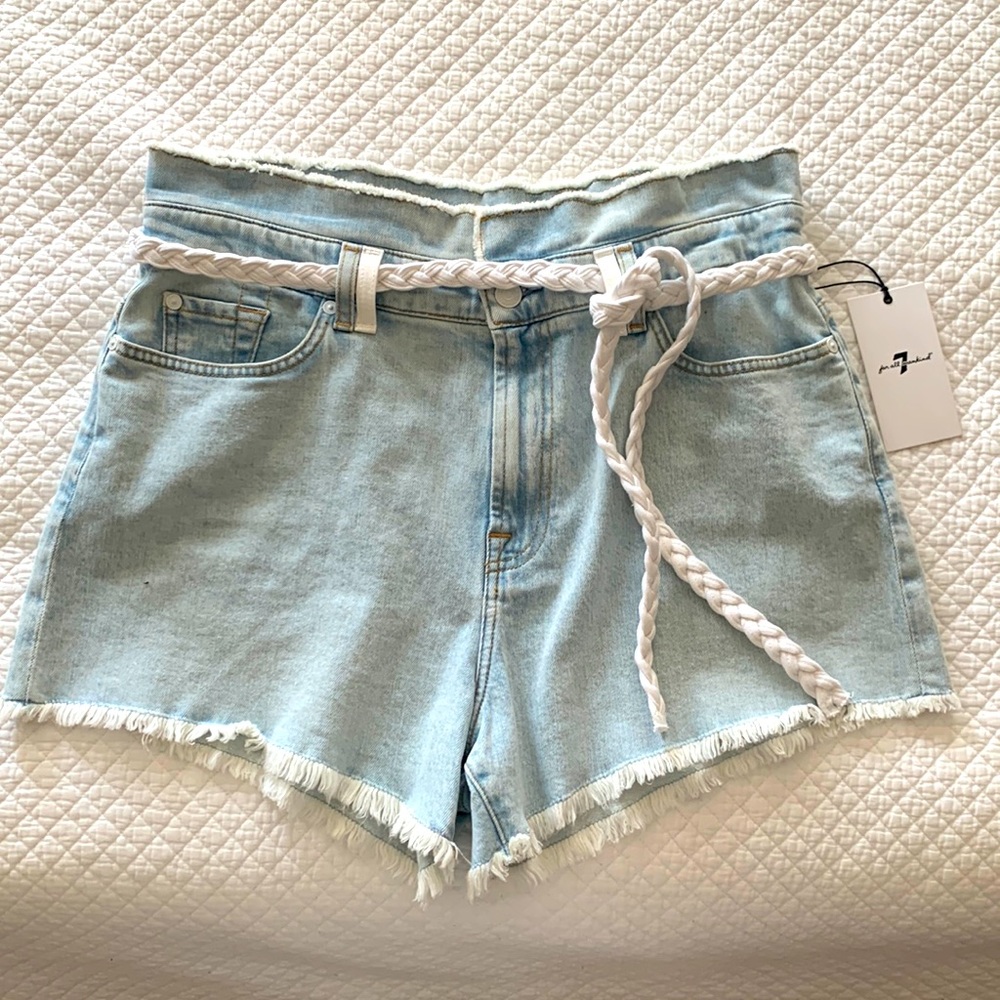 7 for All Mankind - Paper-Bag Waist Denim Shorts